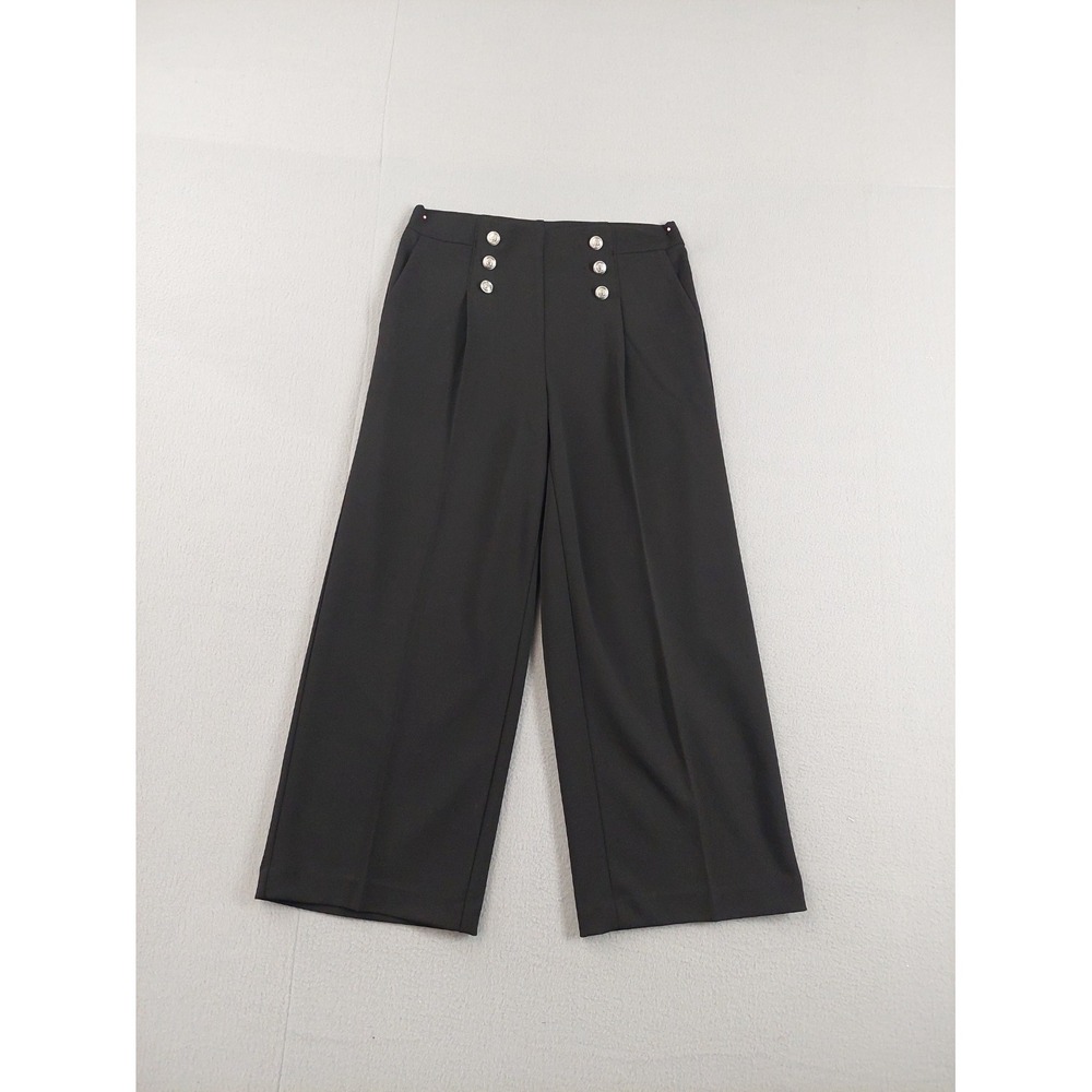 Jules & Leopold Women Pant S Black‎ Wide Leg High Waisted Sailor Button Front